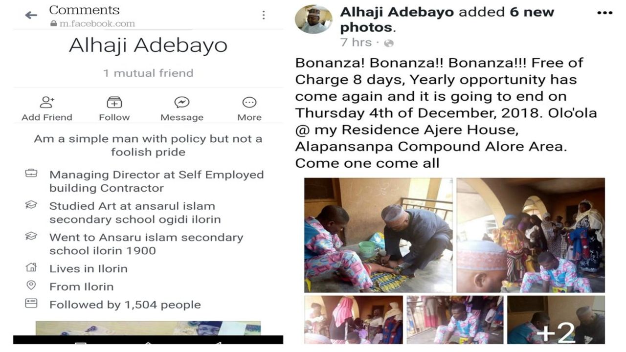 Alhaji Adebola's Facebook profile