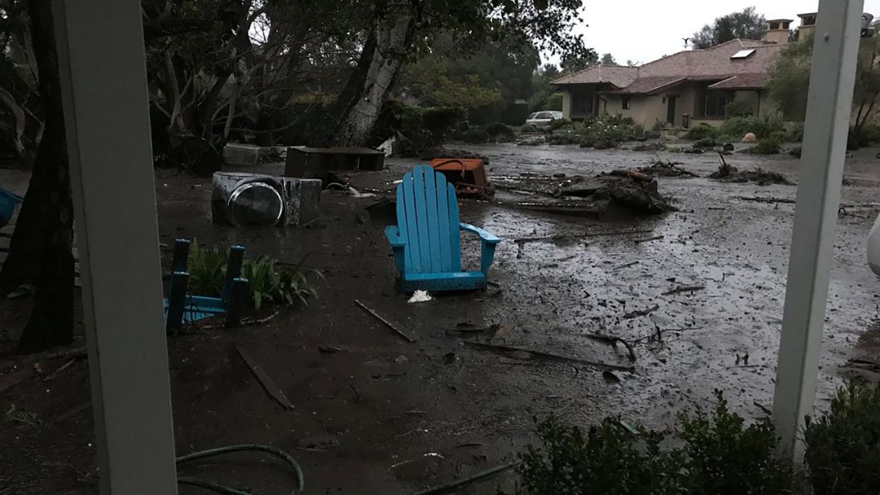 Debris litters the area near Hyatt's home Tuesday in Montecito in Santa Barbara County.