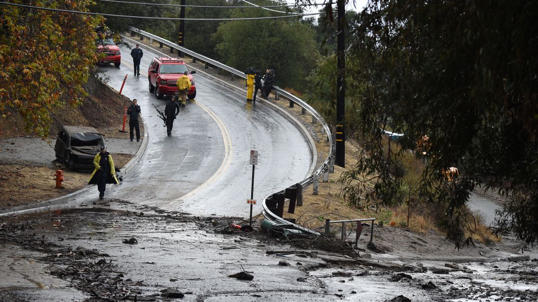 Mud covers a road in Burbank on January 9, 2018. 