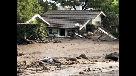 A house in Montecito, California, submerged by a mudslide in January. 
