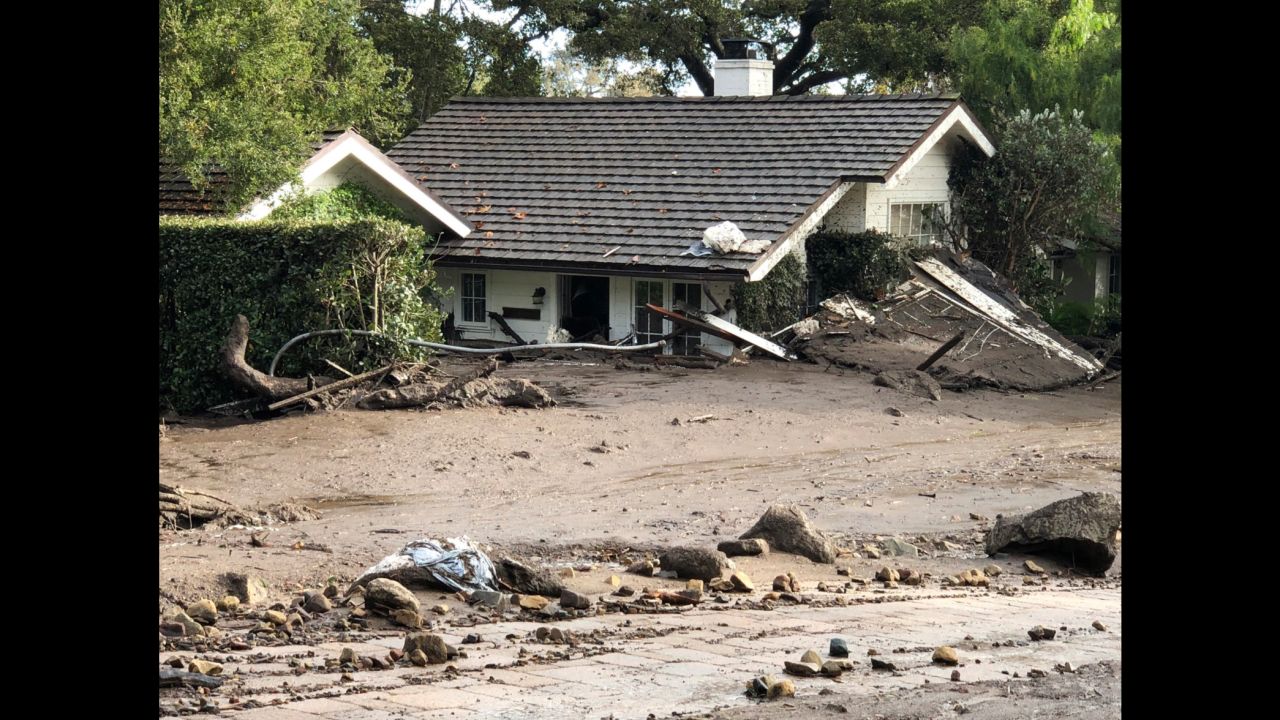 A house in Montecito, California, submerged by a mudslide in January. 