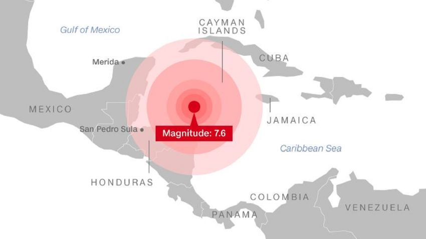 honduras earthquake map 1.09.2018