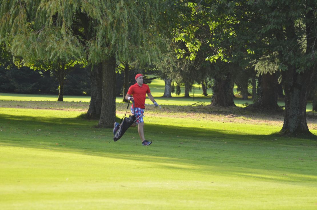 Jeffs on course during his speed golf record attempt. 