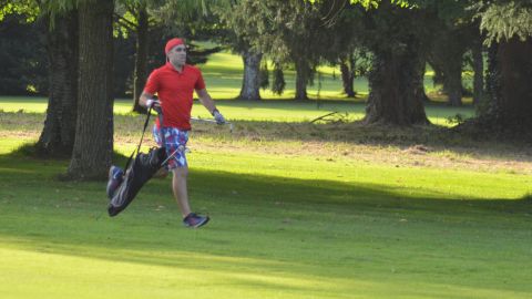 Jeffs on course during his speed golf record attempt. 