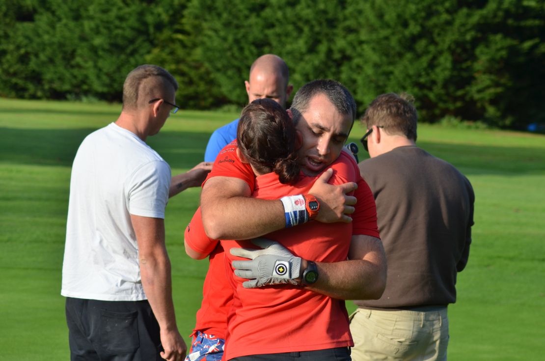 Jeffs and his wife Kelly savor the record-breaking moment at Tiverton Golf Club