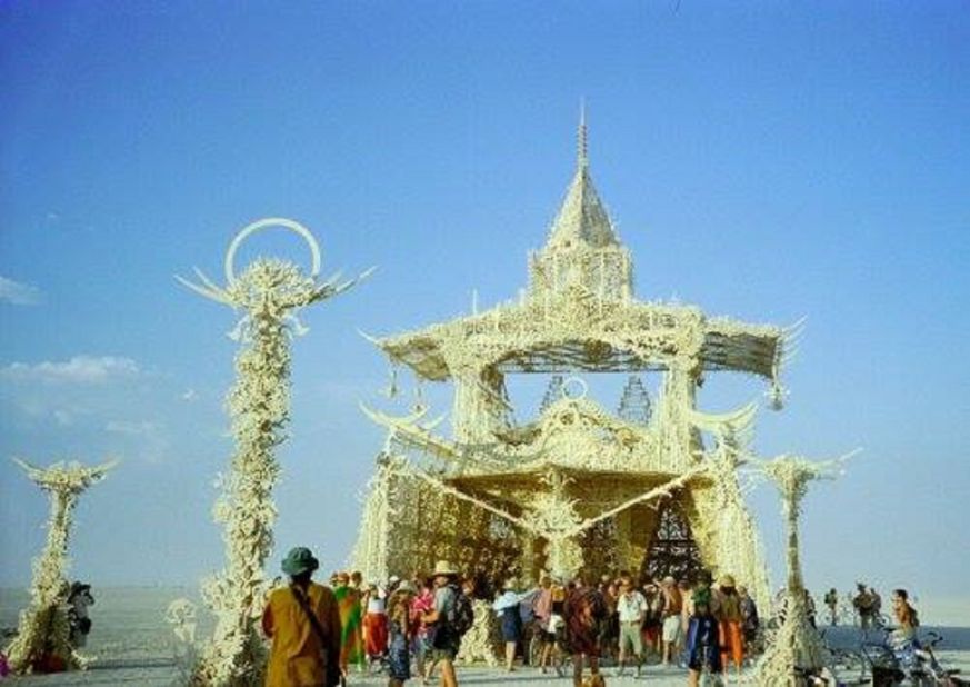 The Temple of Tears was designed by David Best and the Temple Crew in 2001 -- the year that the temple tradition really took hold. By the end of the week-long event, prayers and messages were written all over the structure, before it was burned.