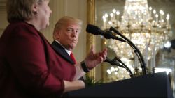 Prime Minister Erna Solberg of Norway and US President Donald Trump conduct a news conference in the East Room of the White House January 10, 2018 in Washington, DC.