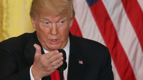 WASHINGTON, DC - JANUARY 10: U.S. President Donald Trump speaks during news conference with Prime Minister Erna Solberg of Norway in the East Room at the White House, on January 10, 2018 in Washington, DC. The two leaders participated in a meeting before taking questions from the media. (Photo by Mark Wilson/Getty Images)