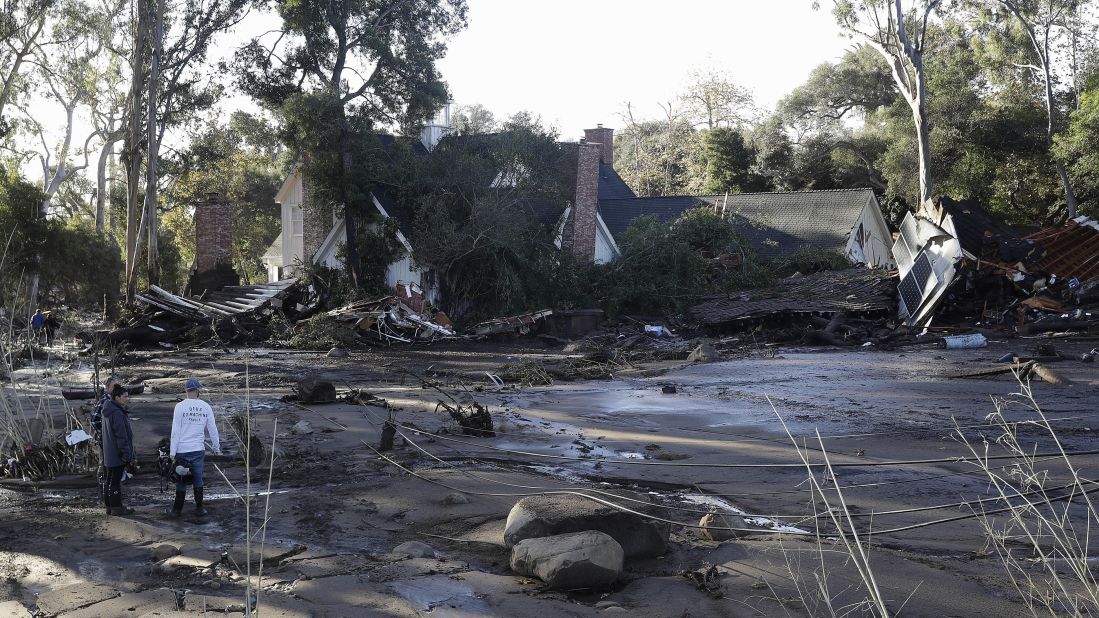 A damaged home is seen in Montecito on January 10, 2018.