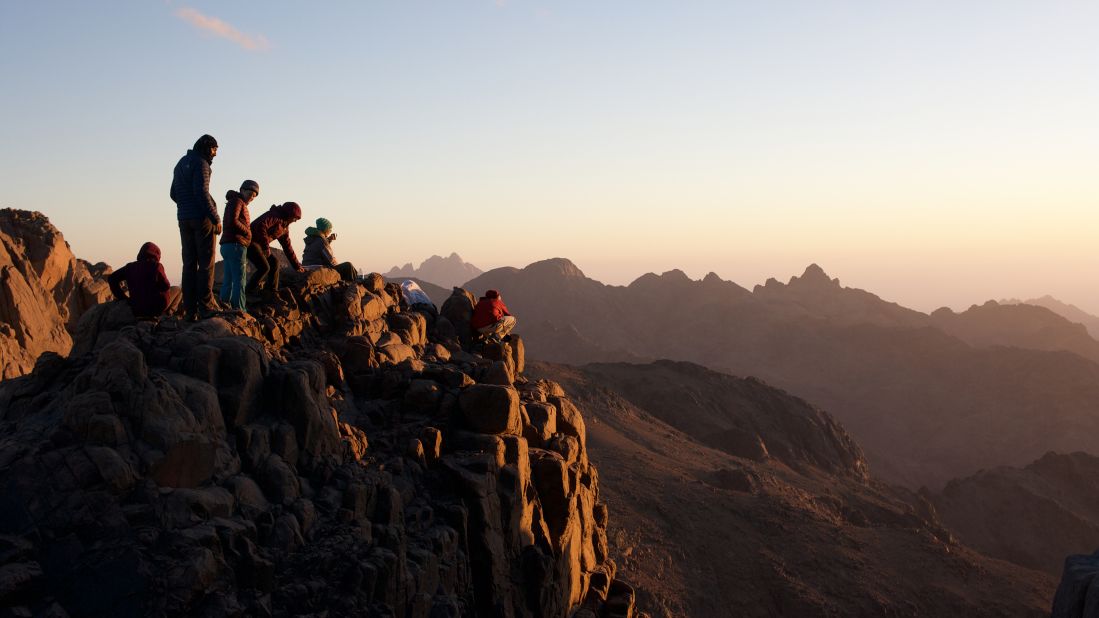 <strong>Sunset on Mount Katherine: </strong>Warm desert nights give way to an evening chill in Sinai's high mountains, where night temperatures drop below freezing. On the final night of the trail, hikers catch the final rays of light from a campsite high on Mount Katherine. 