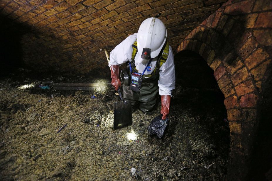 Fatbergs form because the fat, cooling down, becomes a solid and lumps around items such as nappies and wet wipes. The mixture then sticks to sewer walls and hardens, which makes removal a tough job.