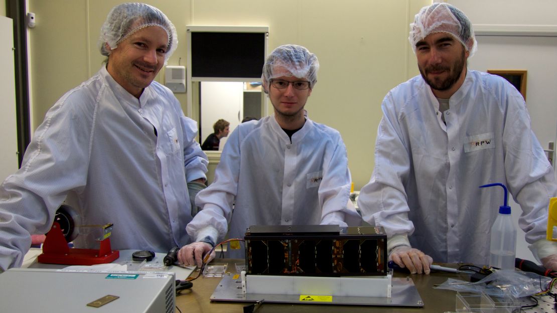 The PicSat team: Vincent Lapeyrere (left), Lester David (middle), Sylvestre Lacour (right).