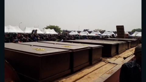 Coffins of dead people buried in Nigeria's Benue state