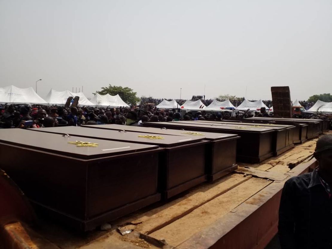 Coffins of dead people buried in Nigeria's Benue state