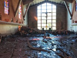 The damage at the chapel at La Casa de Maria in Montecito. 