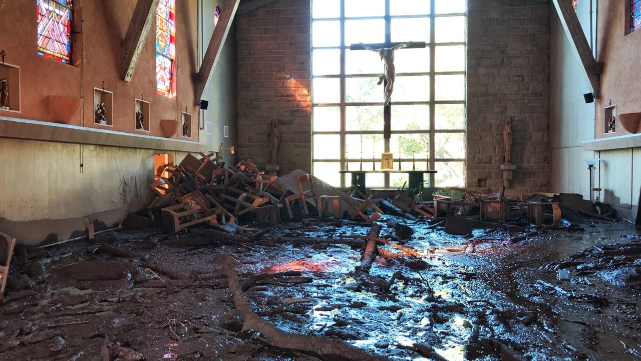 The damage at the chapel at La Casa de Maria in Montecito.