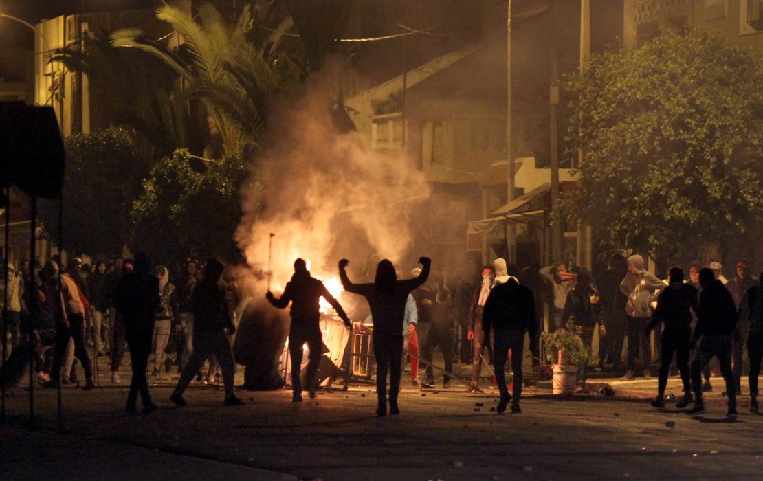 Protesters take to the streets in Siliana on Thursday January 11.