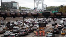 Traffic approaches the George Washington Bridge in Fort Lee, New Jersey. 