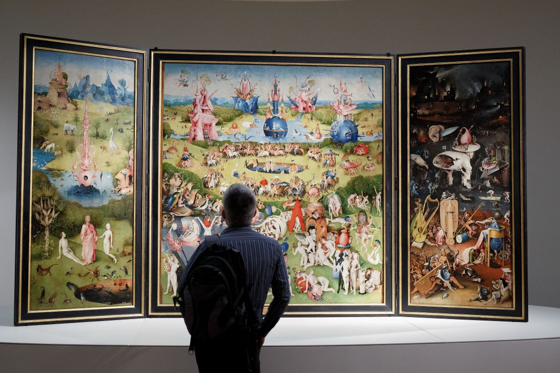 "The Garden of Earthly Delights Triptych" by the Dutch painter Hieronymus Bosch at El Prado Museum in Madrid, Spain. 
