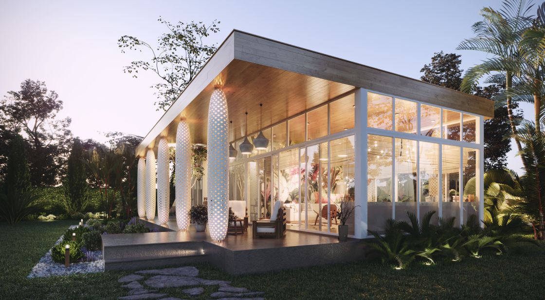 Renowned interior and product designer Marcel Wanders marks his first venture into prefab design with his glass-walled "Eden" houses. 