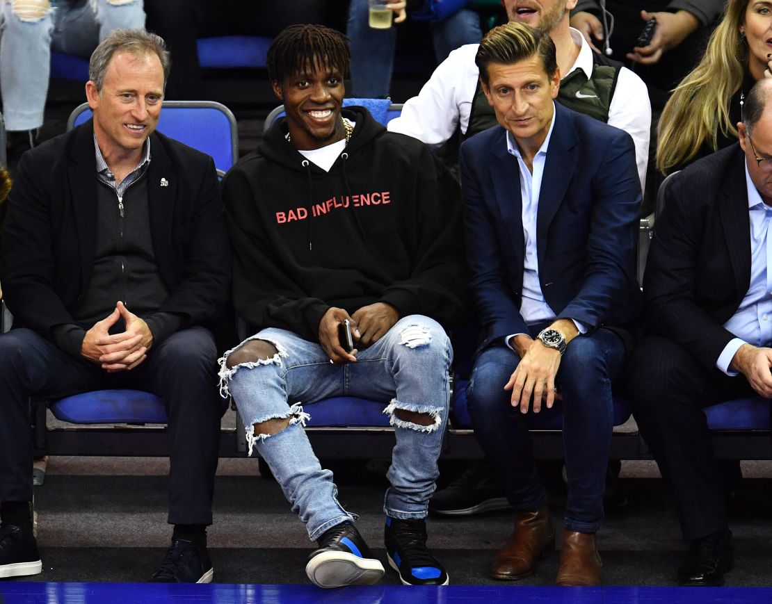 Crystal Palace star Wilfried Zaha looked to be enjoying the NBA action 