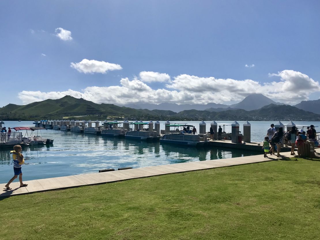 Visitors to this marina in Kaneohe Bay, Hawaii, left the water and ran for cover after receiving the missile alert Saturday morning.