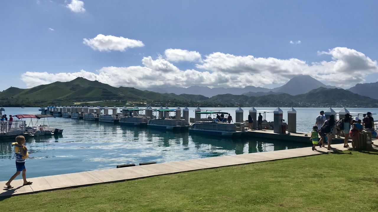 Visitors to this marina in Kaneohe Bay, Hawaii, left the water and ran for cover after receiving the missile alert Saturday morning.
