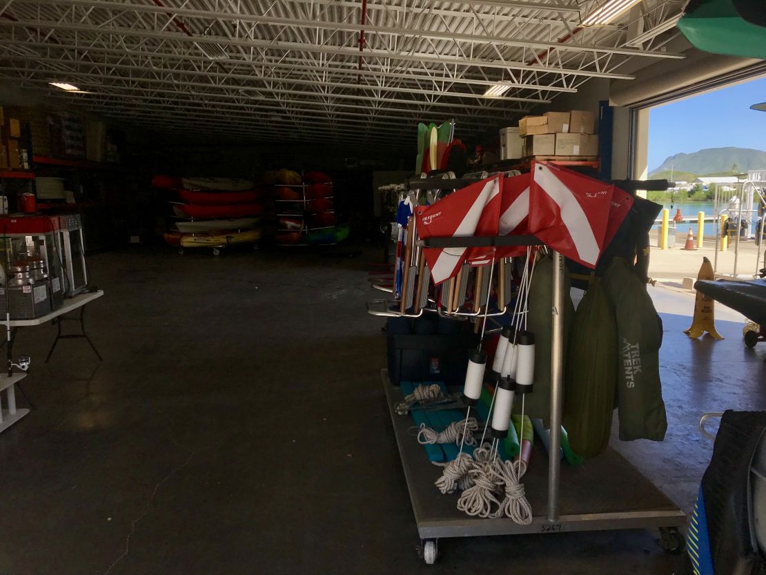 Visitors took cover in this hangar after the missile alert was issued.