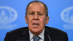 Russian Foreign Minister Sergei Lavrov gives his annual press conference in Moscow on January 15, 2018.