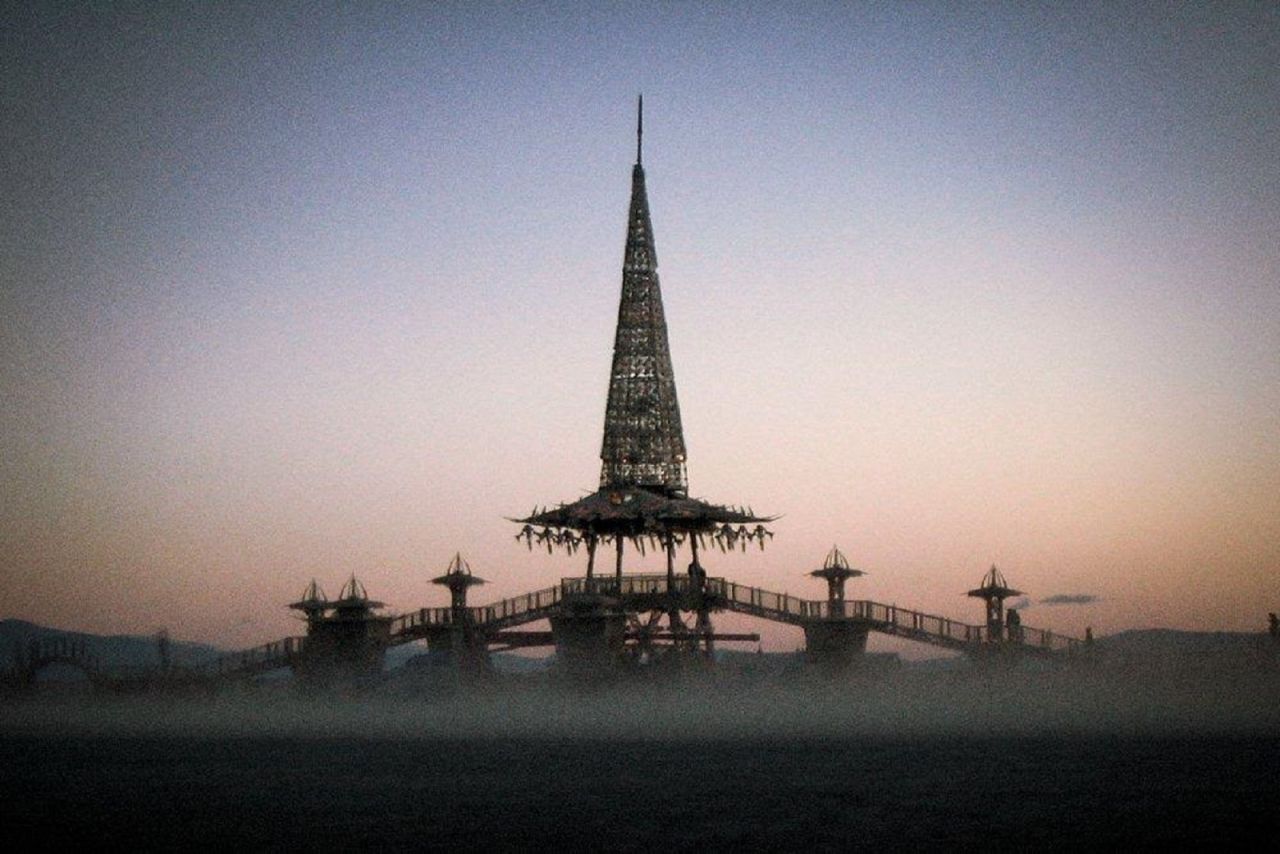 Visitors could walk along the The Temple of Stars' bridges and leave memorials and messages inside it.