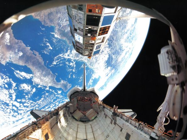 The Long Duration Exposure Facility (picture top) seen before deployment by Space Shuttle Challenger in 1984.  Containing a number of experiments, it was left in low Earth orbit until 1990. Upon retrieval analysts counted over 20,000 impacts on the satellite according to NASA's Orbital Debris Program.