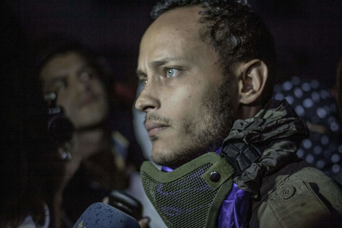 Former Venezuelan police officer Oscar Perez at an anti-government  protest in Caracas on July 13, 2017.