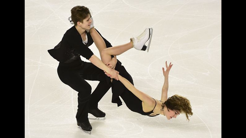 Carolane Soucisse and Shane Firus skate in a short dance program on Friday, January 12.