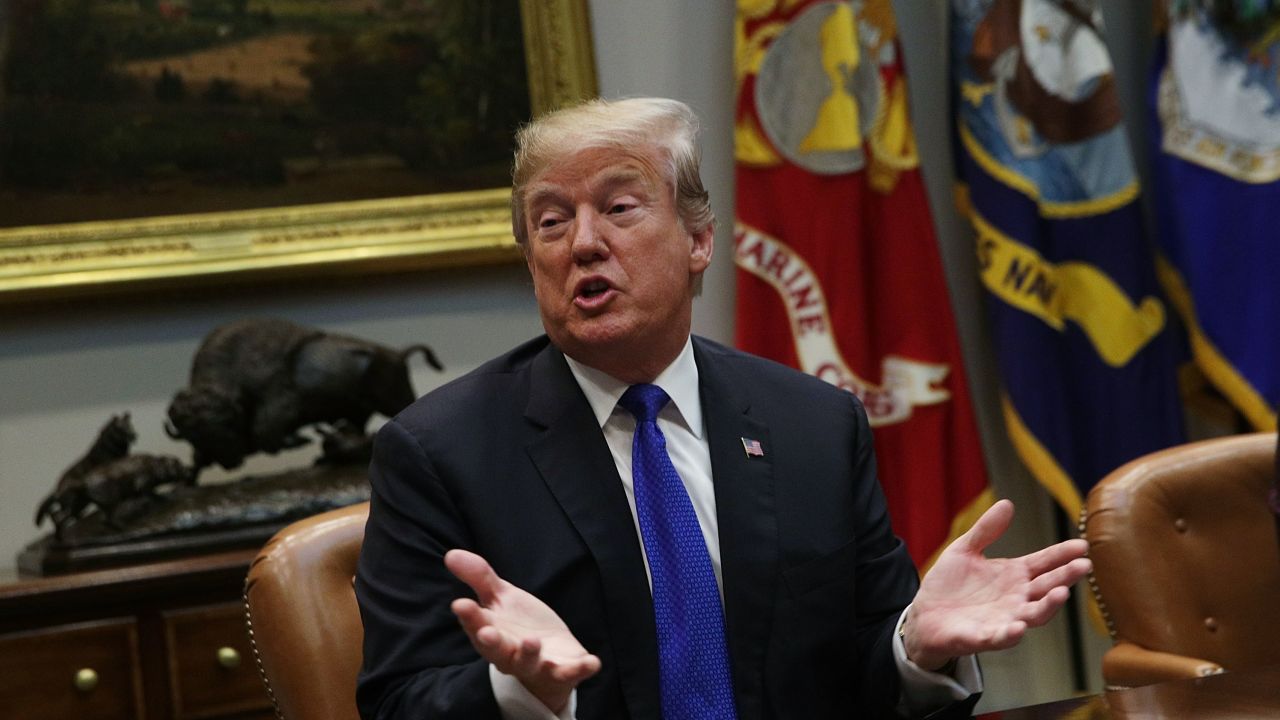 WASHINGTON, DC - JANUARY 04: (AFP OUT) U.S. President Donald Trump speaks during a meeting in the Roosevelt Room of the White House January 4, 2018 in Washington, DC. President Trump met with Republican members of the Senate to discuss immigration.  (Photo by Alex Wong/Getty Images)