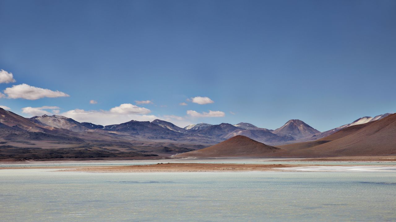 Paider always packs tea and snacks, jet lag pills, basic cosmetics and a yoga mat. Pictured here: Laguna Colorada, Bolivia.
