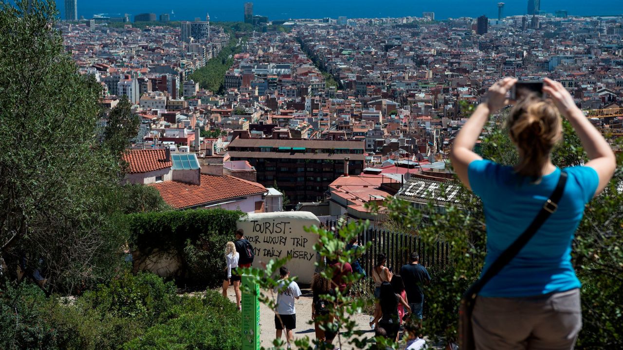 Barcelonians have been protesting against tourist overcrowding.