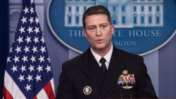 White House physician Rear Admiral Ronny Jackson speaks at the press briefing at the White House in Washington, DC, on January 16, 2018. / AFP PHOTO / NICHOLAS KAMM        (Photo credit should read NICHOLAS KAMM/AFP/Getty Images)