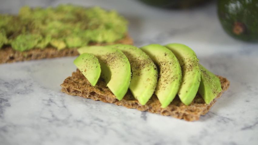 Avocado on rye crispbread is a filling breakfast.