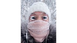 In this photo taken on Sunday, Jan. 14, 2018, Anastasia Gruzdeva poses for selfie as the Temperature dropped to about -50 degrees (-58 degrees Fahrenheit) in Yakutsk, Russia. Temperatures in the remote, diamond-rich Russian region of Yakutia have dropped to near-record lows, plunging to -67 degrees Centigrade (-88.6 degrees Fahrenheit) in some areas. (sakhalife.ru photo via AP)