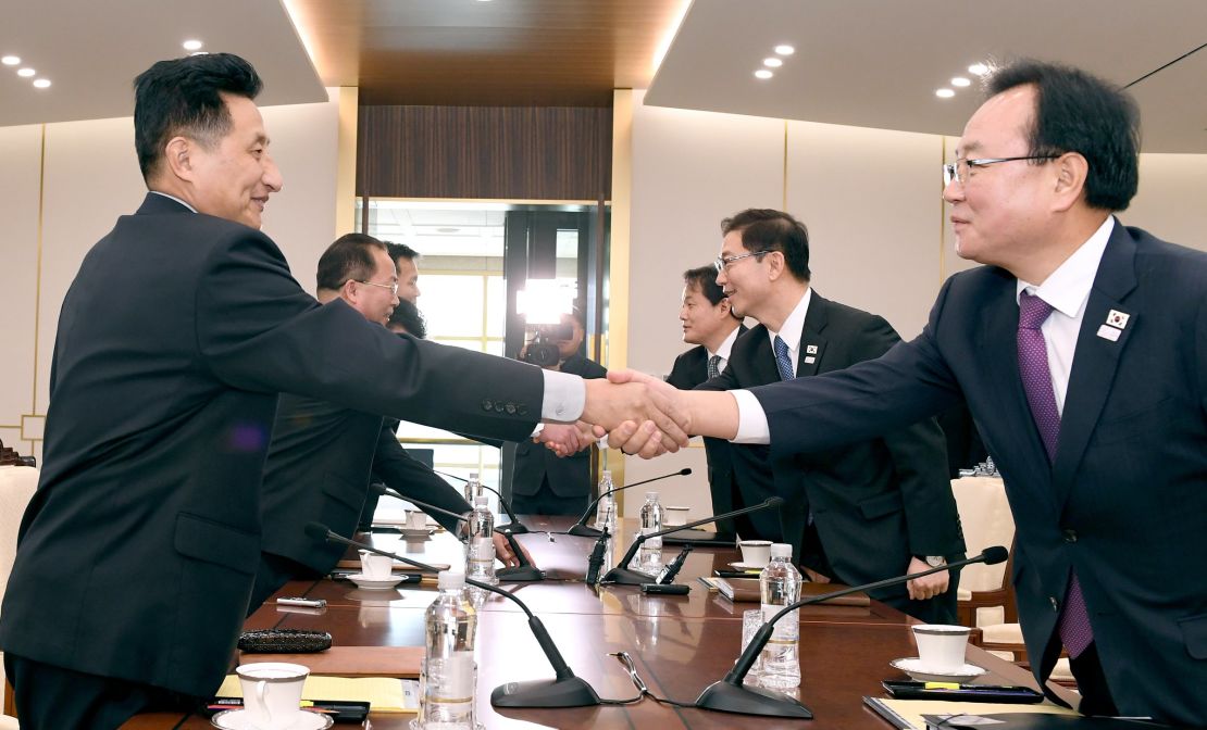 North and South Korean delegates meet at the DMZ to discuss the logistics of North Korea's participation in the 2018 Pyongchang Olympic games.
