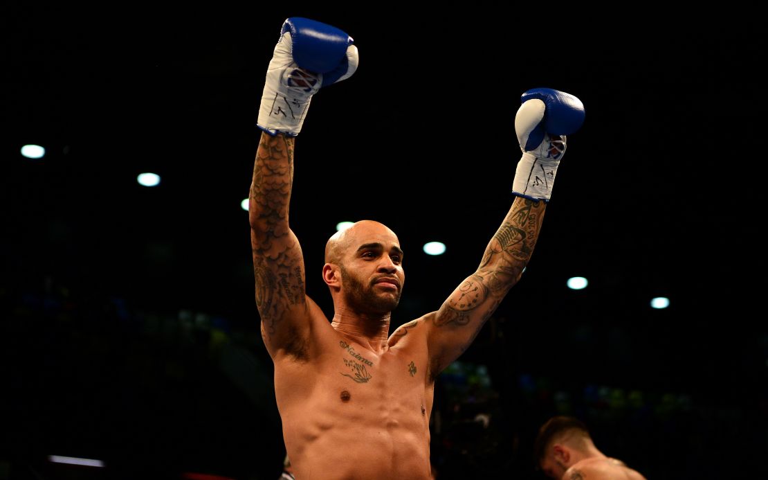 Leon McKenzie celebrates his victory over Kelvin Young in 2016.