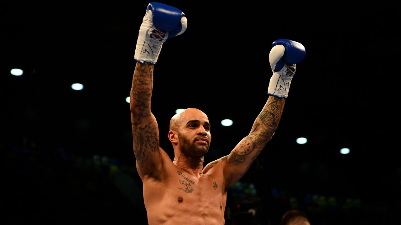 Leon McKenzie celebrates his victory over Kelvin Young in 2016.