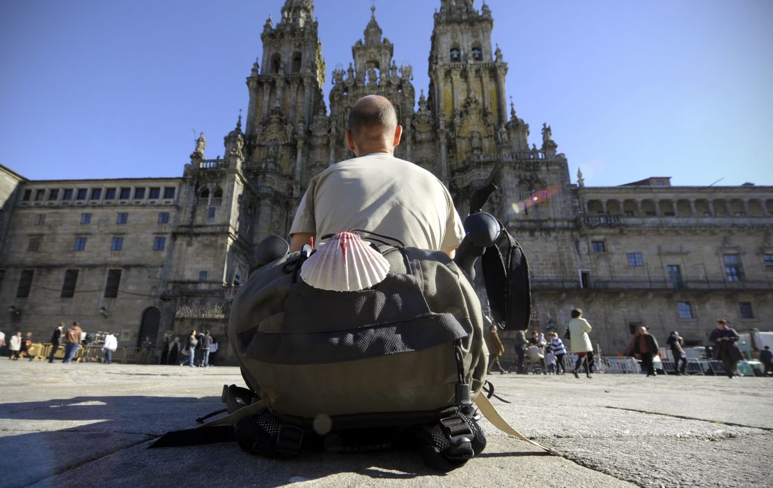 The Santiago de Compostela Cathedral is at the end of the Camino de Santiago, the Way of Saint James.