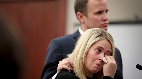 Alongside her husband, Chelsea Williams delivers her victim impact statement on Wednesday.