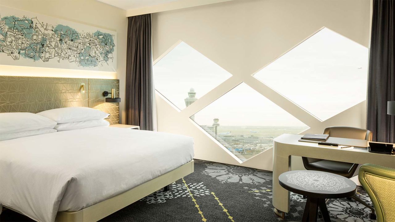 Business travelers can get some shut-eye at Hilton Amsterdam Airport Schiphol. 