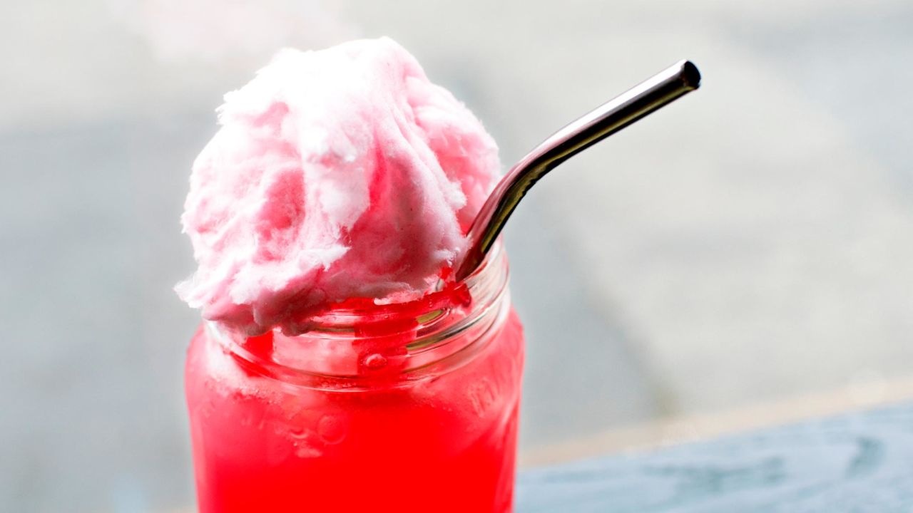 The child-friendly Fluffy Fizz is topped with cotton candy. 