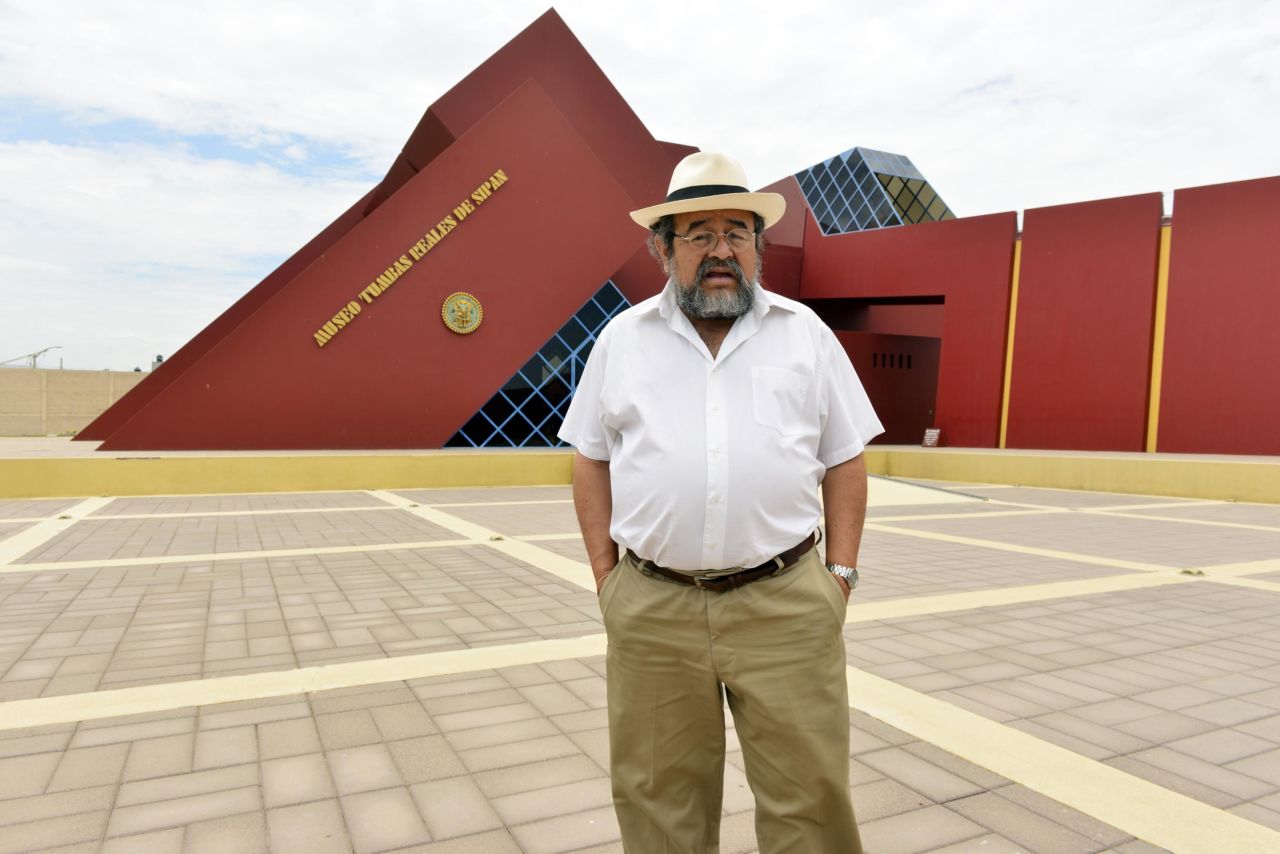 Peruvian archaeologist Walter Alva led the recent excavation. Here, he stands in front of the Sipan Royal Tomb Museum, in Lamabyeque, northern Peru. He is most famous for his discovery of the tomb of the Lord of Sipan in 1987. 