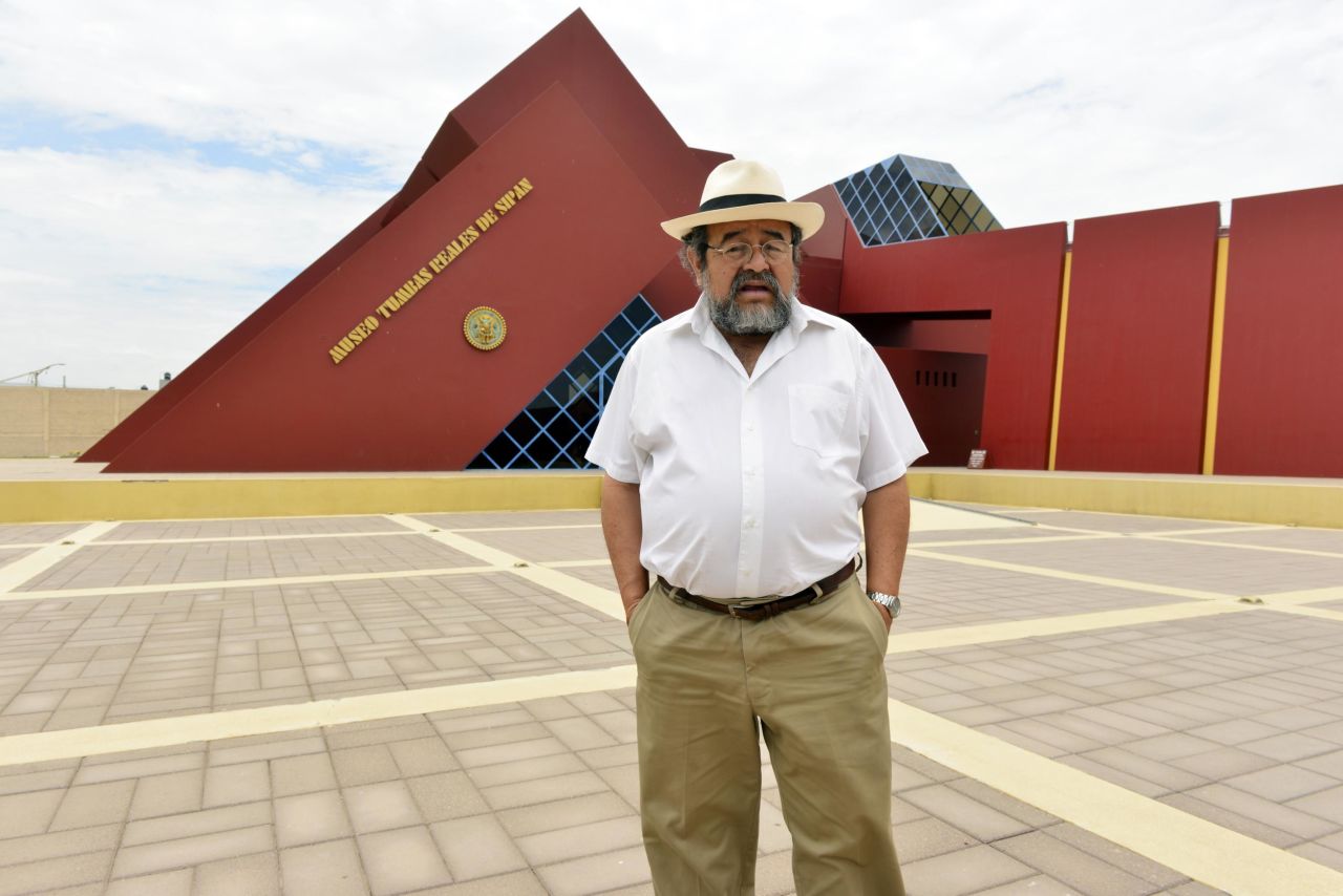 Peruvian archaeologist Walter Alva led the recent excavation. Here, he stands in front of the Sipan Royal Tomb Museum, in Lamabyeque, northern Peru. He is most famous for his discovery of the tomb of the Lord of Sipan in 1987.