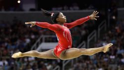 Simone Biles competes in the floor exercise during Day 2 of the 2016 U.S. Women's Gymnastics Olympic Trials at SAP Center on July 10, 2016 in San Jose, California.  