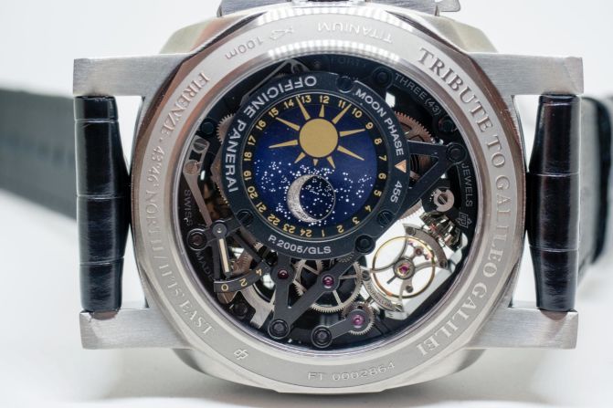 Officine Panerai's L'Astronomo Luminor 1950 Tourbillon Moon Phases Equation of Time GMT is the brand's first watch with a moon phase complication.